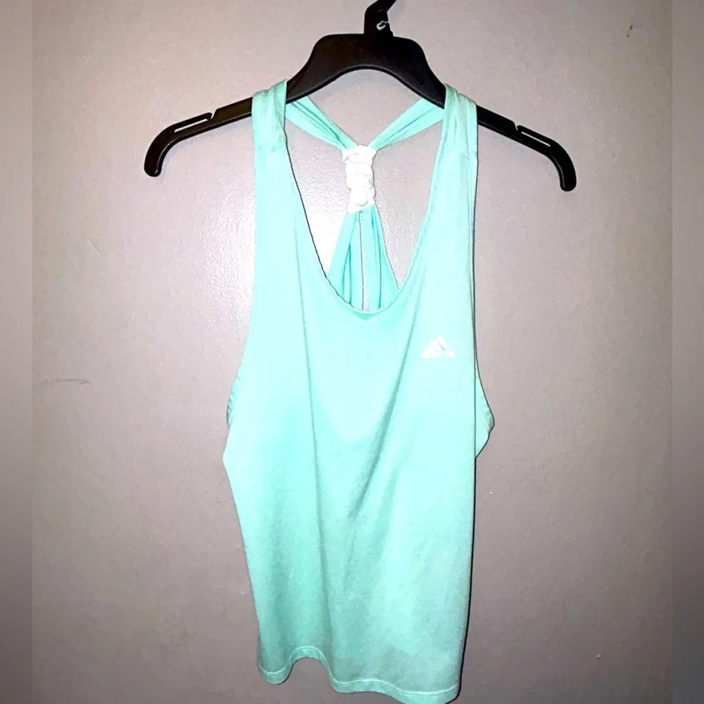 Adidas shirt - light aqua twist back running/active tank